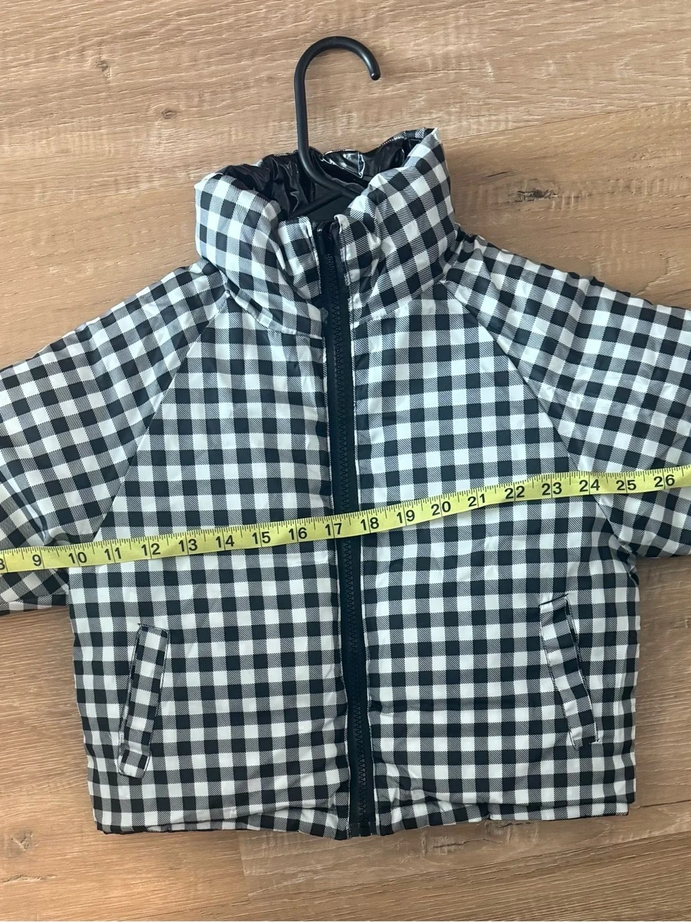 Kids Black & White Gingham Reversible Puffer Jacket NWOT